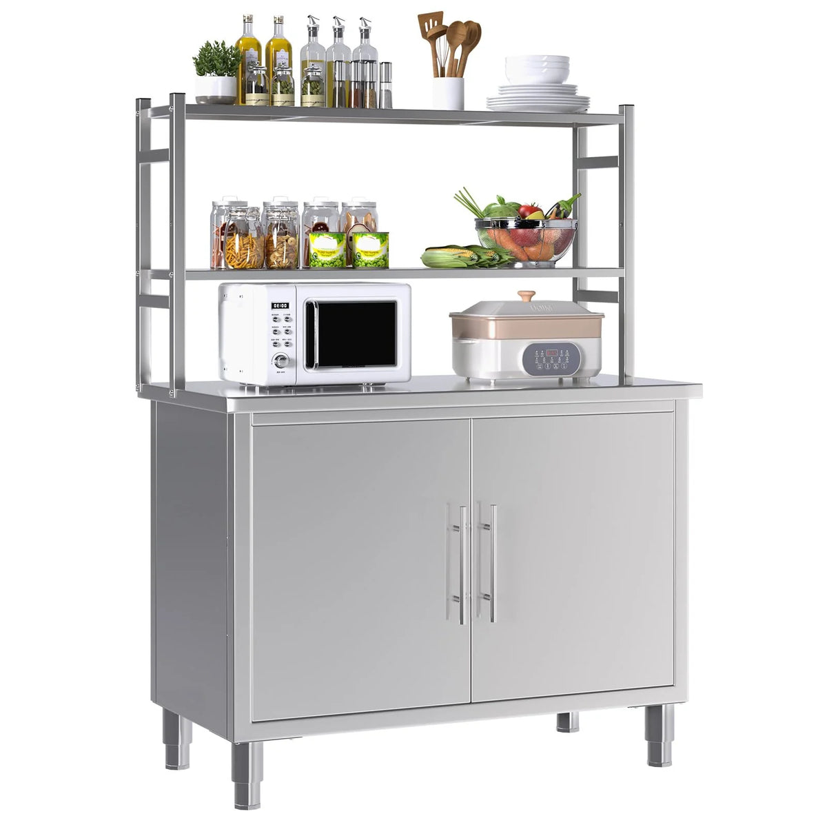 AECOJOY Stainless Steel Table with Cabinet 40"x20" Prep Table for Commercial Kitchen Countertop