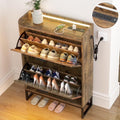 HAIOOU Shoe Storage Cabinet, Wood Shoe Cabinet with Adjustable Shelf for Entryway with 3 Flip Drawers, Rustic Brown