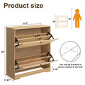 Hommpa Rattan Shoe Cabinet with 2 Flip Drawers & Adjustable Shelves 5 Tier Freestanding Tipping Bucket Shoes Storage Closet for 16 Pairs Narrow Console Table Modern Boho Entryway Shoe Rack Organizer
