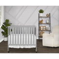 Dream on Me Jett Non - Full Size Folding Crib I Removable Wheels I Modern Nursey I Adjustable Mattress Support I Patent Folding System I Included 2.5 Mattress in Pebble Gray