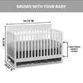 Oxford Baby Harper 4 - in - 1 Convertible Crib, Dove Gray, GREENGUARD Gold Certified, Wooden Crib