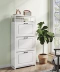 HAIOOU Shoe Storage Cabinet, Wood Shoe Cabinet with Adjustable Shelf for Entryway with 3 Flip Drawers, Rustic Brown