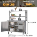 AECOJOY Stainless Steel Table with Cabinet 40"x20" Prep Table for Commercial Kitchen Countertop