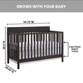 Oxford Baby Harper 4 - in - 1 Convertible Crib, Dove Gray, GREENGUARD Gold Certified, Wooden Crib