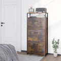 HAIOOU Shoe Storage Cabinet, Wood Shoe Cabinet with Adjustable Shelf for Entryway with 3 Flip Drawers, Rustic Brown