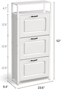 HAIOOU Shoe Storage Cabinet, Wood Shoe Cabinet with Adjustable Shelf for Entryway with 3 Flip Drawers, Rustic Brown