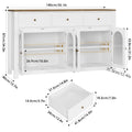 Homfa 55'' Large Sideboard Buffet Cabinet, Kitchen Storage Cabinet with 3 Drawers and 4 Glass Doors, Wood Coffee Bar Cabinet for Living Room, White
