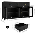 Homfa 55'' Large Sideboard Buffet Cabinet, Kitchen Storage Cabinet with 3 Drawers and 4 Glass Doors, Wood Coffee Bar Cabinet for Living Room, White
