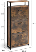 HAIOOU Shoe Storage Cabinet, Wood Shoe Cabinet with Adjustable Shelf for Entryway with 3 Flip Drawers, Rustic Brown
