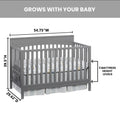 Oxford Baby Harper 4 - in - 1 Convertible Crib, Dove Gray, GREENGUARD Gold Certified, Wooden Crib